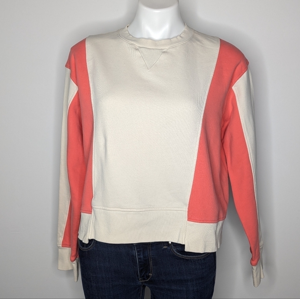 Evereve Dylan Georgina Cream Orange French Terry Cotton Crew Neck Sweatshirt S